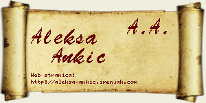 Aleksa Ankić vizit kartica